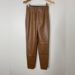 Zara Camel Brown Faux Leather High Waisted Pants Neutral Business Casual Size XS